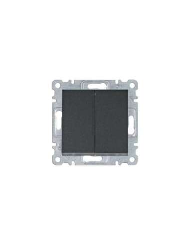 Conmutador doble Lumina negro HAGER WL0053