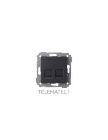 Placa de voz y datos plana con guardapolvo para 2 conectores RJ45 negro mate Simon 82 C - A003870565 SIMON 8200006-098