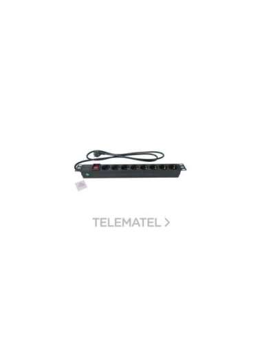 Regleta 8 enchufes schuko 16A para rack 19 1U negro - A004563928 TELEVES 533001