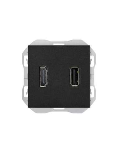 Conector HDMI 2.0 4K + conector USB 2.0 tipo A negro mate Simon 270 - A004659953 SIMON 20000095-098