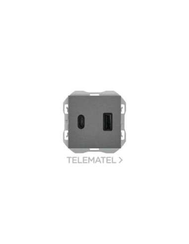 Cargador USB doble A+C 30W Power Delivery titanio Simon 270 - A004660045 SIMON 20000296-096