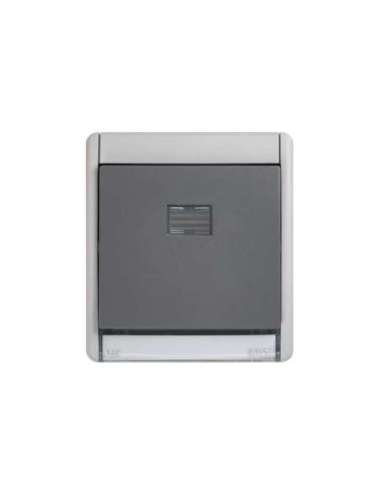 Pulsador monobloc IP55 10AX 250V~ con sistema de embornamiento rápido gris Simon Aqua - A005201636 SIMON 4400150-035