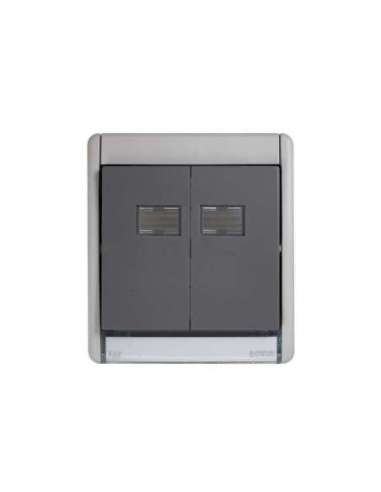 Grupo componible de 2 conmutadores IP55 10AX con sistema de embornamiento rápido gris S - A005201650 SIMON 4400397-035