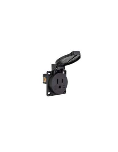 BASE EMPOTRAR AMERICANA TIPO NEMA IP44 15A 2P+TT 125V NEGRA IDE 00122 (EMBALAJE DE 50 UNIDADES)