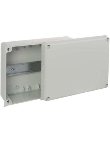 Caja estanca de conexión 220 x 170 x 80 mm sin conos. Color gris. Con perfil DIN. SOLERA 886G