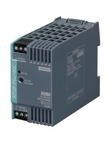 SITOP PSU100C 24 V/2,5 A Fuente de alimentación estabilizada. Entrada: AC 120-230 V (DC 110-300 V) Salida: DC 24 V2,5 A
