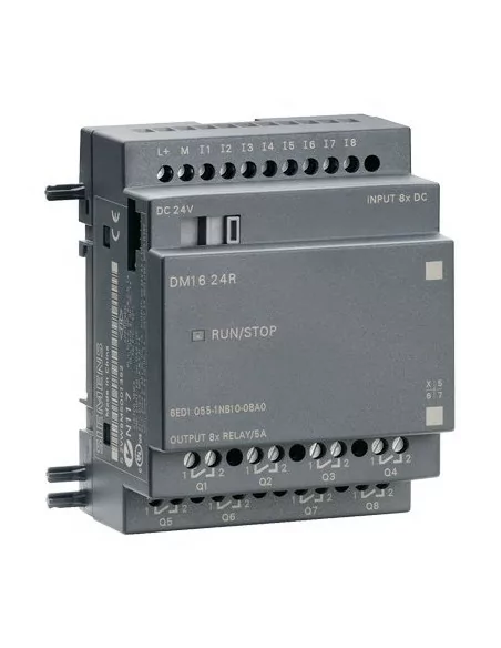 Módulo de expansión DM16 24R, alimentación 24V DC, 8 ED a 24V DC, 8 SD a Relé