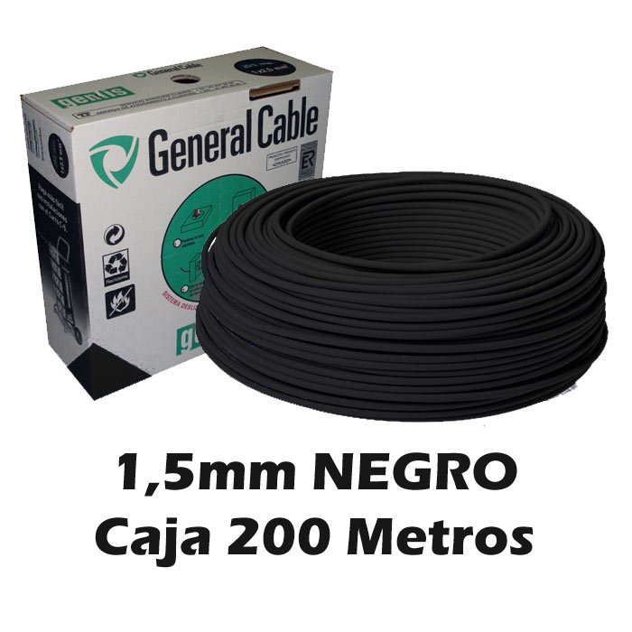 Pensar en el futuro acento Larva del moscardón Cable Flexible 1.5mm Negro (CAJA 200 Metros)