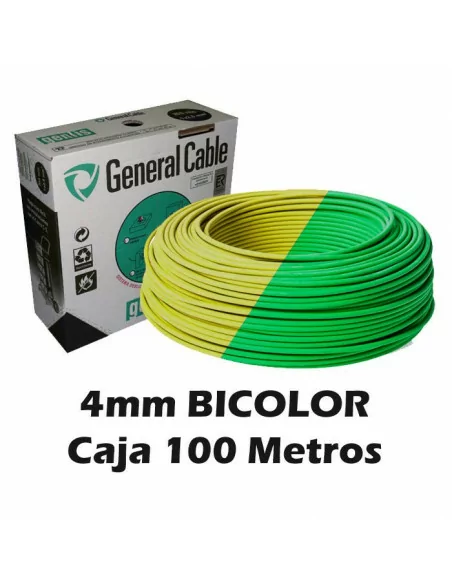 Cable Flexible 4mm Bicolor Tierra (CAJA 100 Metros)