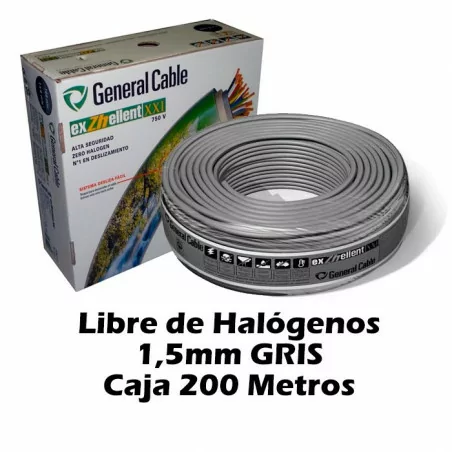 Cable Libre Halógenos 1.5mm Gris (CAJA 200 Metros)