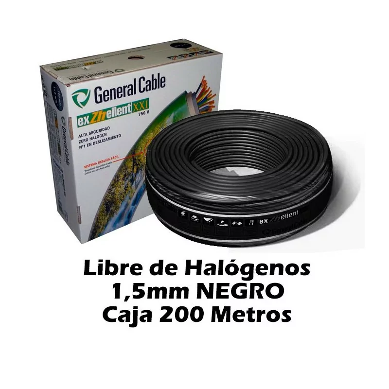 Cable Flexible 1.5mm Negro (CAJA 200 Metros)
