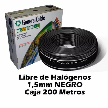 Cable Libre Halógenos 1.5mm Negro (CAJA 200 Metros)