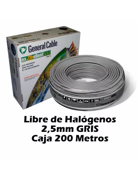 Cable Libre Halógenos 2.5mm Gris (CAJA 200 Metros)