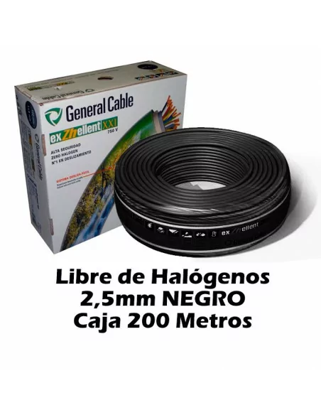 Cable Libre Halógenos 2.5mm Negro (CAJA 200 Metros)