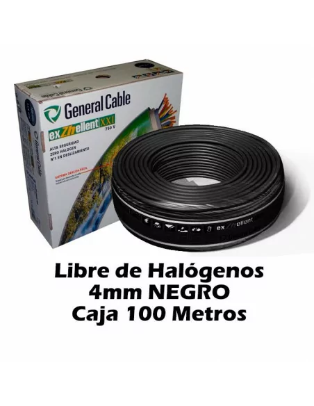 Cable Libre Halógenos 4mm Negro (CAJA 100 Metros)