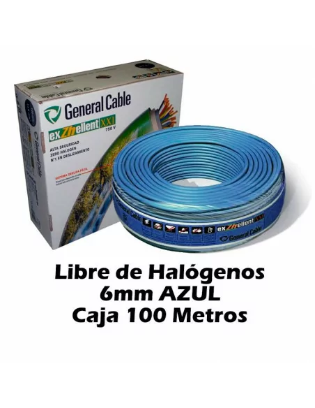 Cable Libre Halógenos 6mm Azul (CAJA 100 Metros)