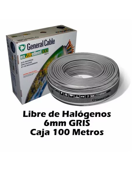Cable Libre Halógenos 6mm Gris (CAJA 100 Metros)