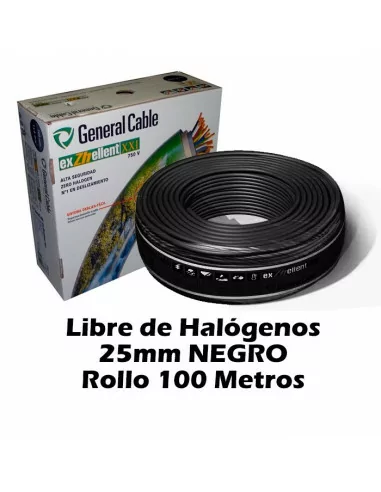 Cable Libre Halógenos 25mm Negro (CAJA 100 Metros)