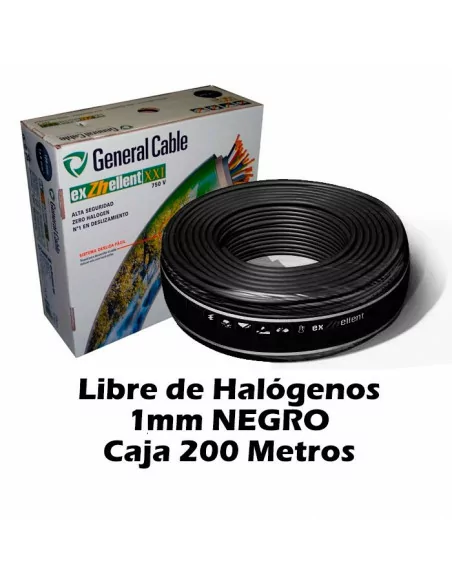 Cable Libre Halógenos 1mm Negro (CAJA 200 Metros)