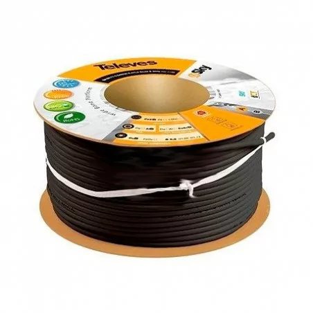 Cable Coaxial Negro T100 PLUS TELEVES 215501 (Rollo de 100 Metros)