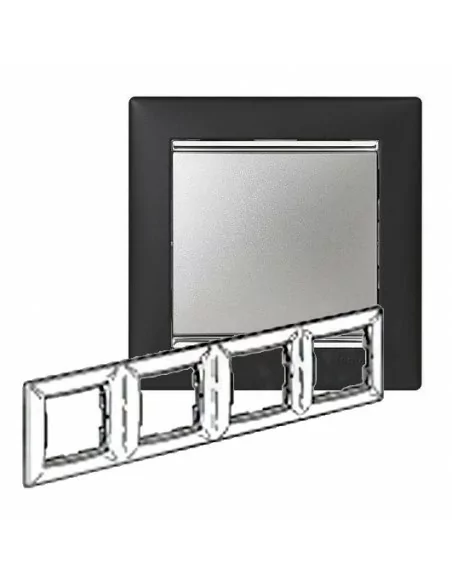 Marco 4 Elementos Negro-Plata Legrand Valena 770394