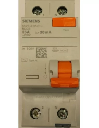 Interruptor Diferencial clase AC, maneta naranja, 2 mod, 2 polos, 25 A, 30 mA